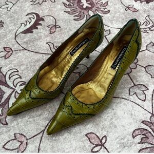 Claudia Ciuti Olive Green Leather Heels